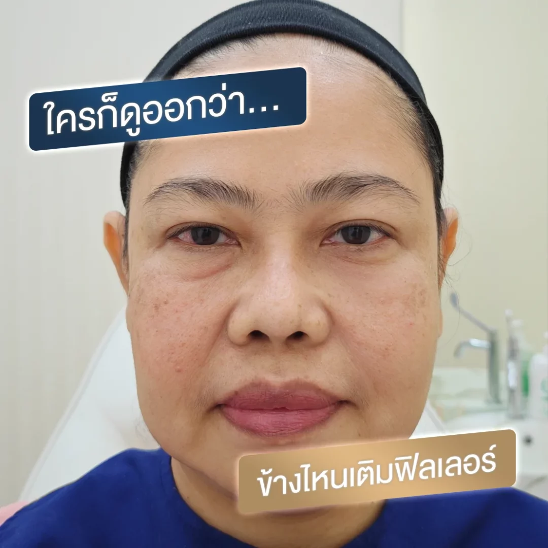 รีวิวการเติมฟิลเลอร์ใต้ตา เทียบ 1 ข้างที่ฉีดแกไข กับยังไม่แก้ไข
