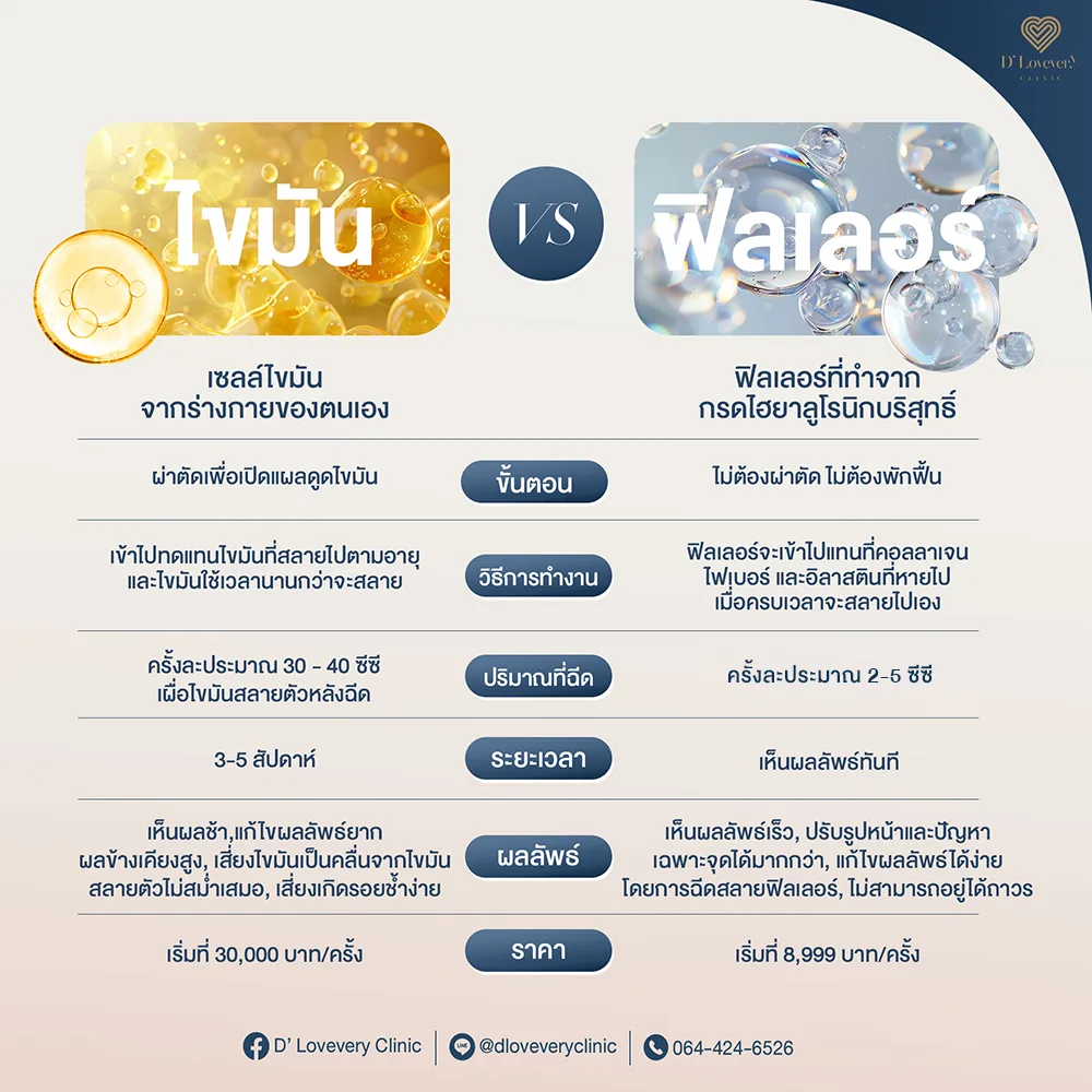 ฉีดไขมันหน้าผาก vs ฉีดฟิลเลอร์หน้าผาก ราคาเท่าไหร่ ต่างกันตรงไหนบ้าง ข้อดีข้อเสีย