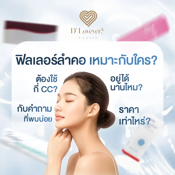 ฉีดฟิลเลอร์คอ ลดริ้วรอยร่องลึก คืนความอ่อนเยาว์ ที่ D' LOVEVERY CLINIC คลินิกมาตรฐาน ปลอดภัย เห็นผลจริง | พาซิโอ รามคำแหง 064-424-6526 | CDC 095-236-4546
