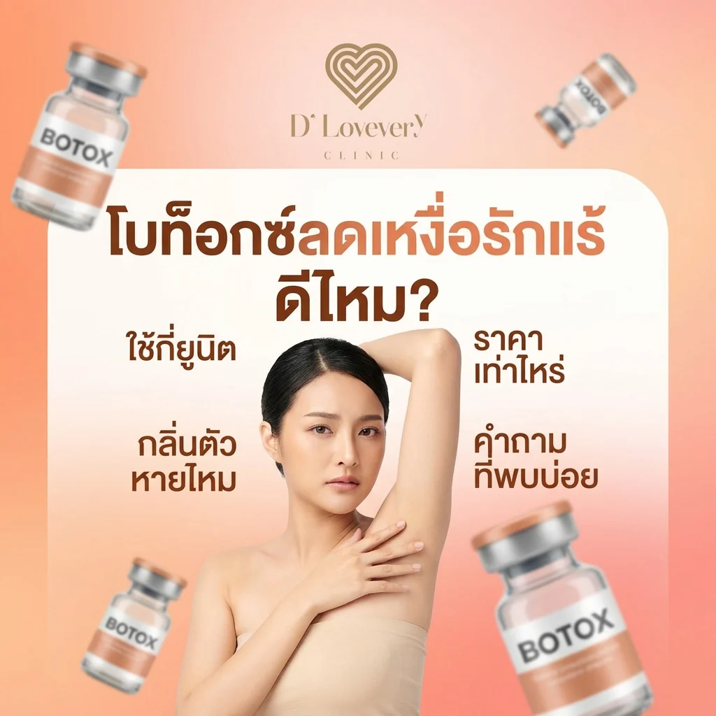 โบท็อกซ์ลดเหงื่อรักแร้ ดีไหม ใช้กี่ยูนิต กลิ่นตัวหายไหม ราคาเท่าไหร่ คำถามที่พบบ่อย