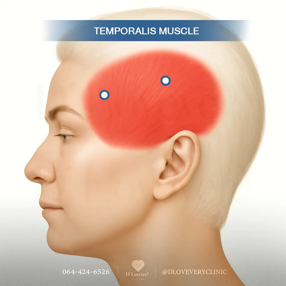 โบท็อกซ์ลดปวดไมเกรน ต้องฉีดจุดไหนบ้าง Temporalis muscle