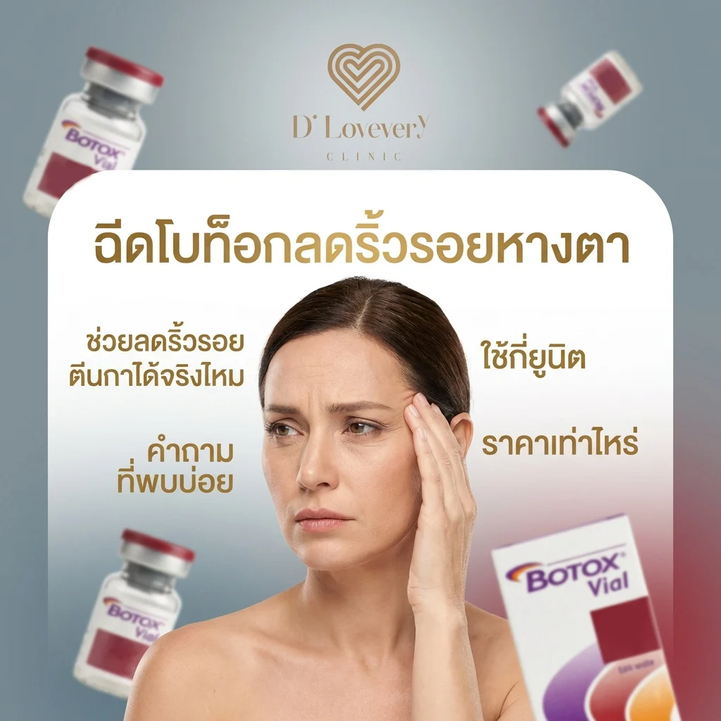 ฉีดโบท็อกลดริ้วรอยหางตา ช่วยลดริ้วรอยตีนกาได้จริงไหม ใช้กี่ยูนิต ราคาเท่าไหร่ คำถามที่พบบ่อย