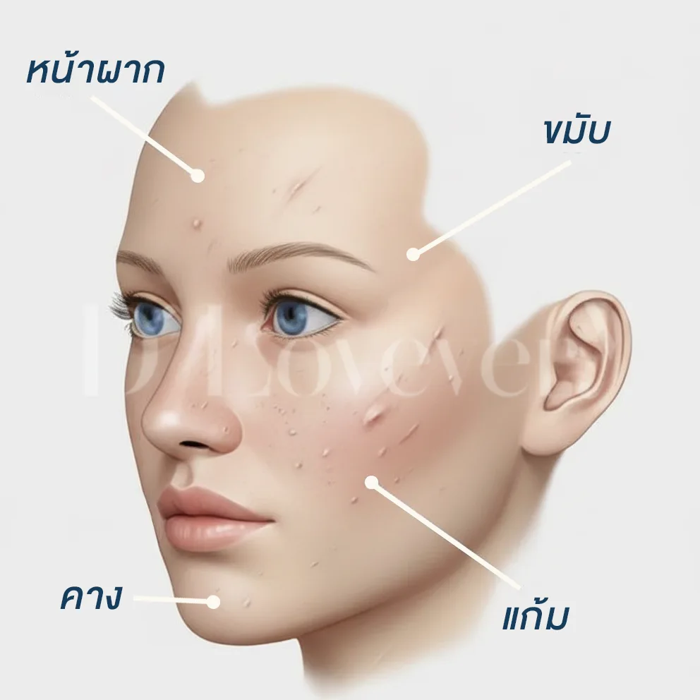 ตำแหน่งที่เป็นหลุมสิวมากที่สุดบนใบหน้า