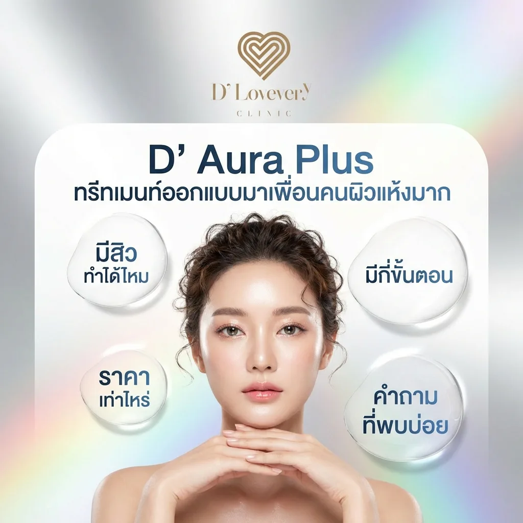 D’ Aura Plus ทรีทเมนต์บำรุงผิวหน้าเพื่อผิวฉ่ำน้ำ สำหรับคนผิวแห้ง มีสิวอยู่ทำได้ไหม ราคาเท่าไหร่ คำถามที่พบบ่อย
