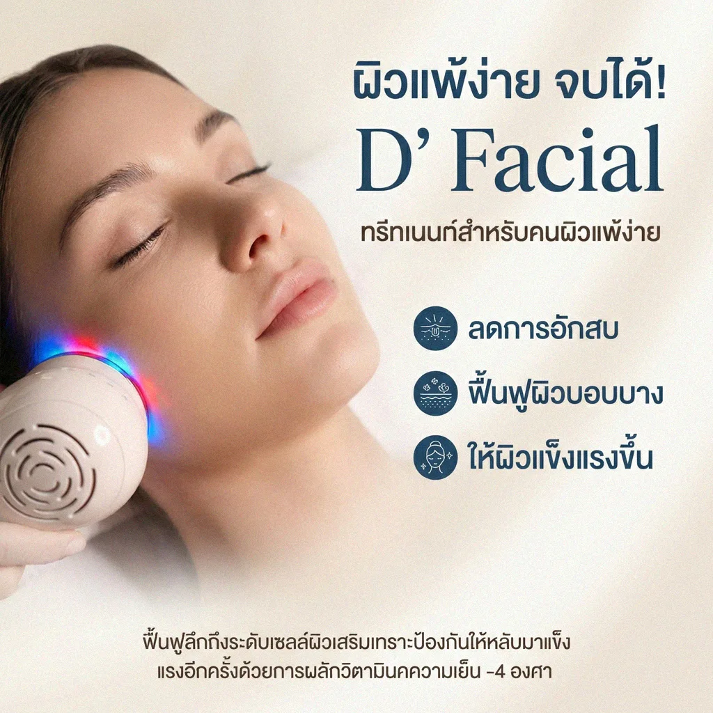 D' Facial ปรับผิวให้แข็งแรงขึ้น ไม่แพ้ง่าย ลดผดผื่นคัน มีสิวทำได้ไหม ทำบ่อยแค่ไหน คำถามที่พบบ่อย