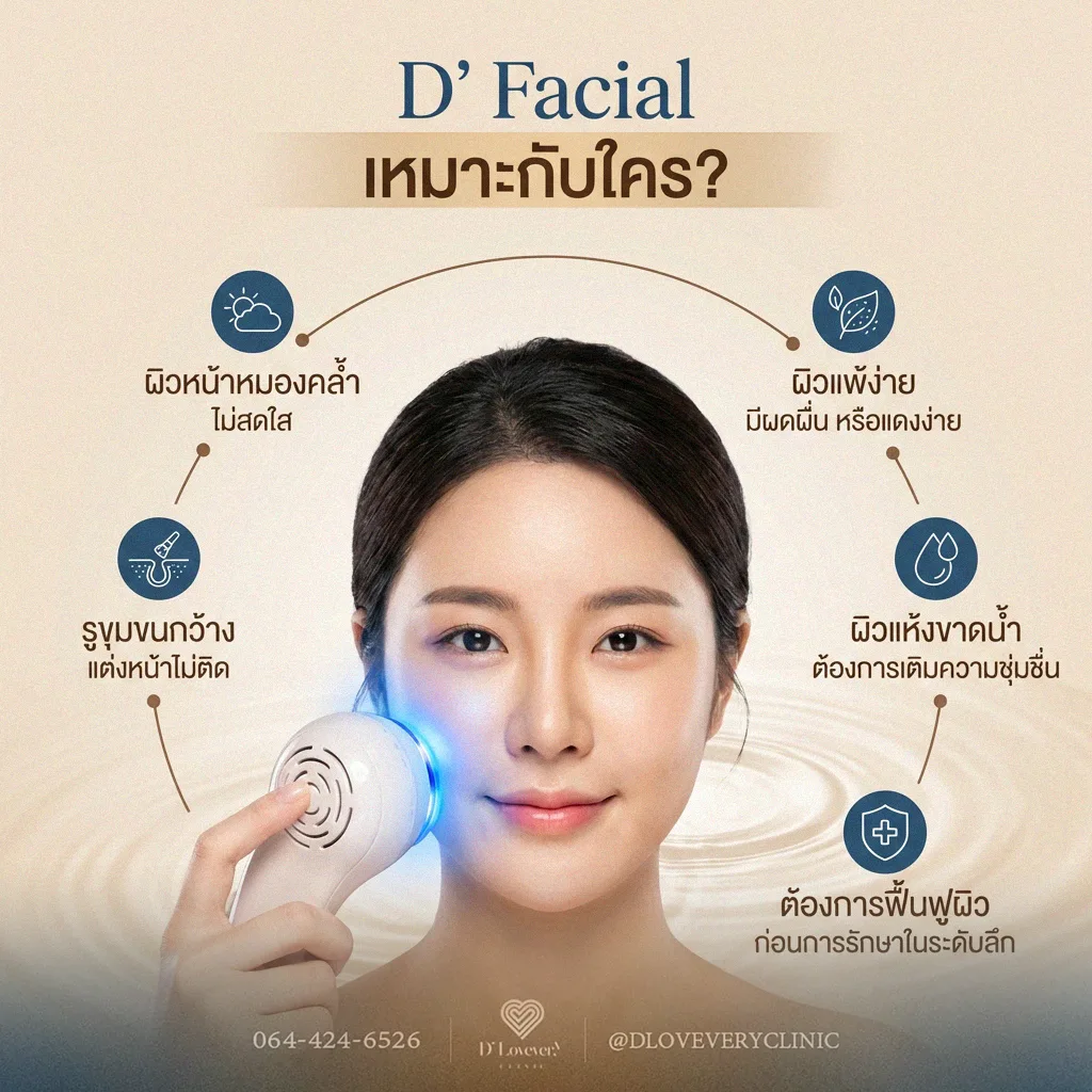 D' Facial ปรับผิวให้แข็งแรงขึ้น ไม่แพ้ง่าย ลดผดผื่นคัน มีสิวทำได้ไหม ทำบ่อยแค่ไหน คำถามที่พบบ่อย
