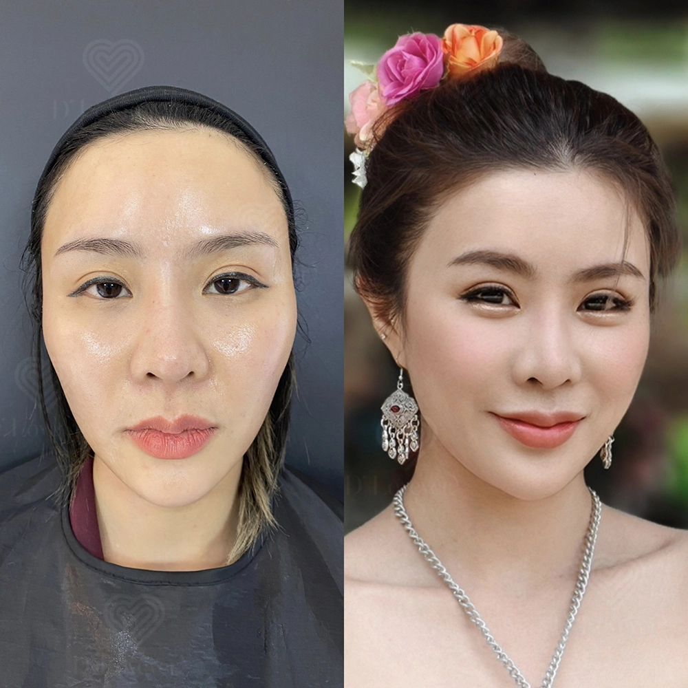 Before-and-after makeup transformation: natural to glam portrait