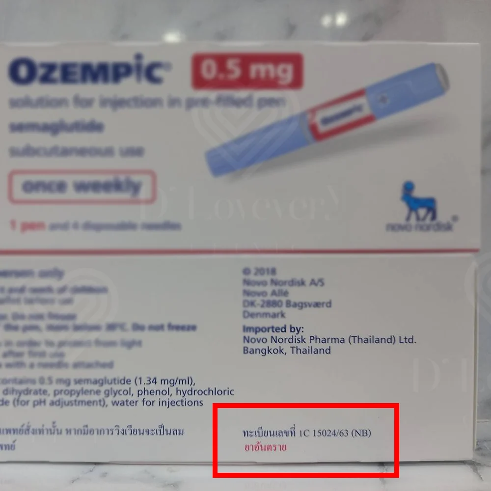 Ozempic 0.5 mg semaglutide prefilled injection pen packaging, once-weekly, Novo Nordisk