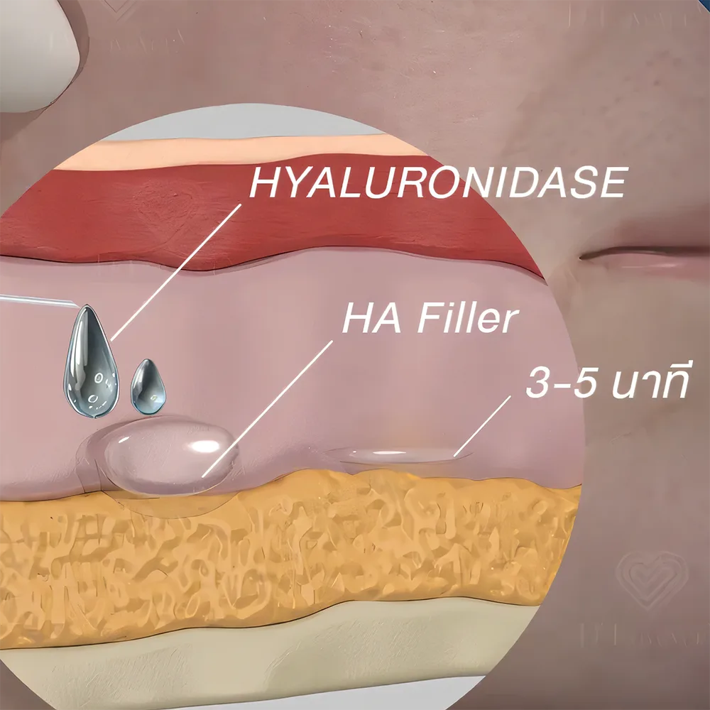 Hyaluronidase dissolving HA cheek filler in 3–5 minutes