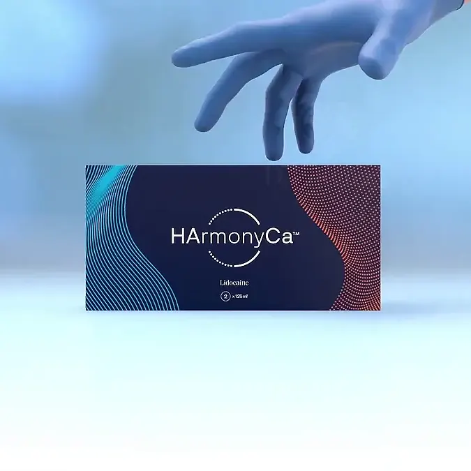 HArmonyCa Lidocaine box 2×1.2 ml with blue-gloved hand