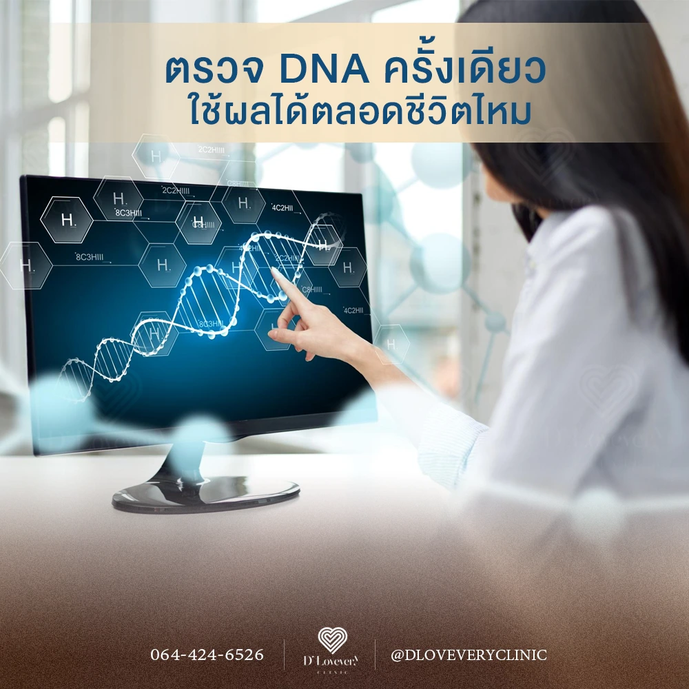 One-time DNA test: will genetic testing results last a lifetime? Clinic scene.