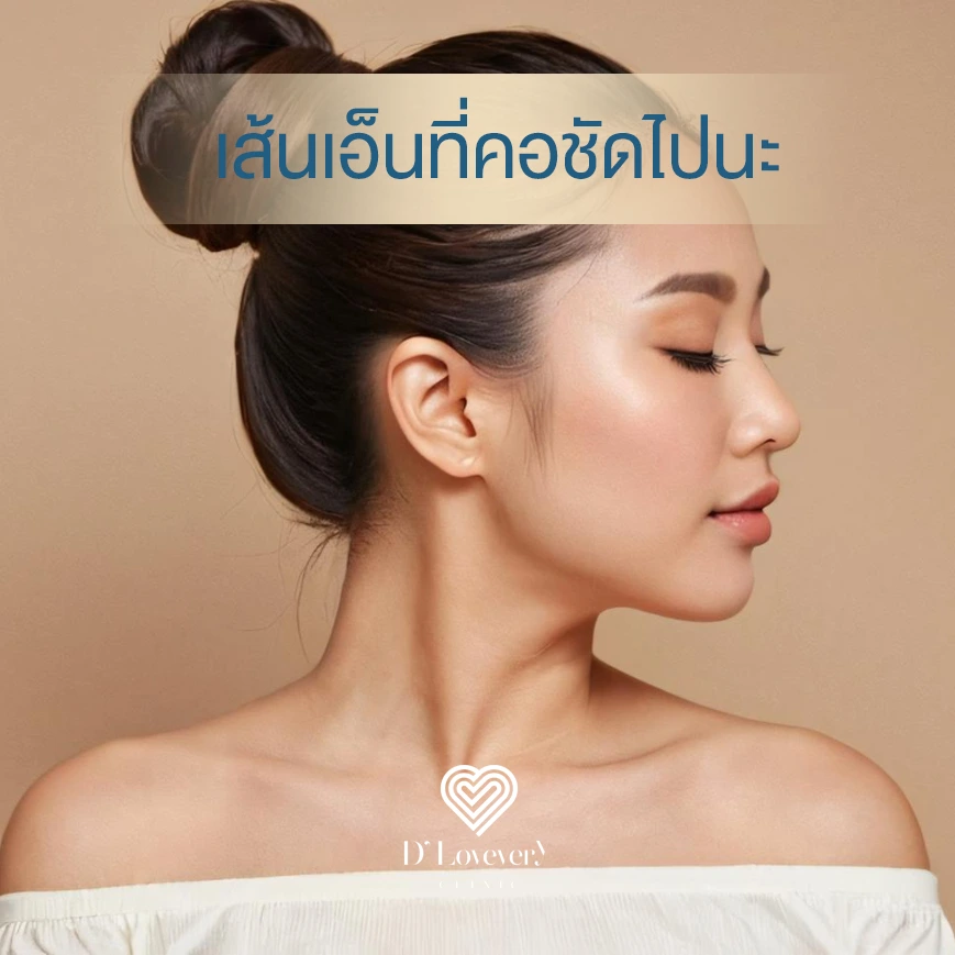 Profile of young woman with prominent neck lines — neck Botox treatment