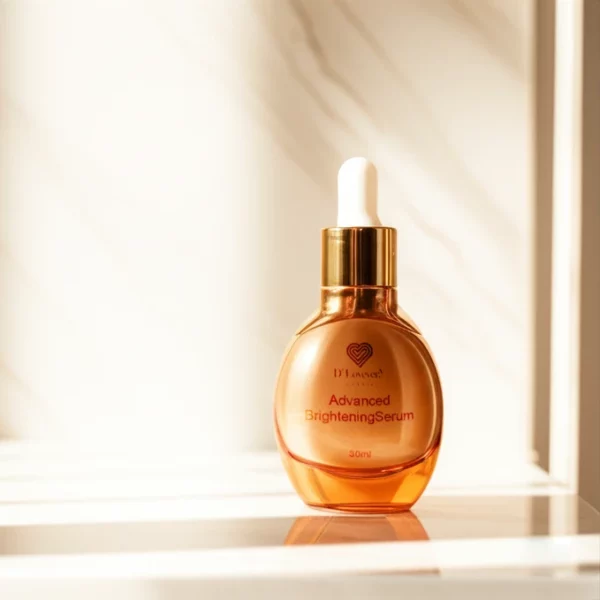 Advanced Brightening Serum, 50ml amber dropper bottle, luxury glow skincare