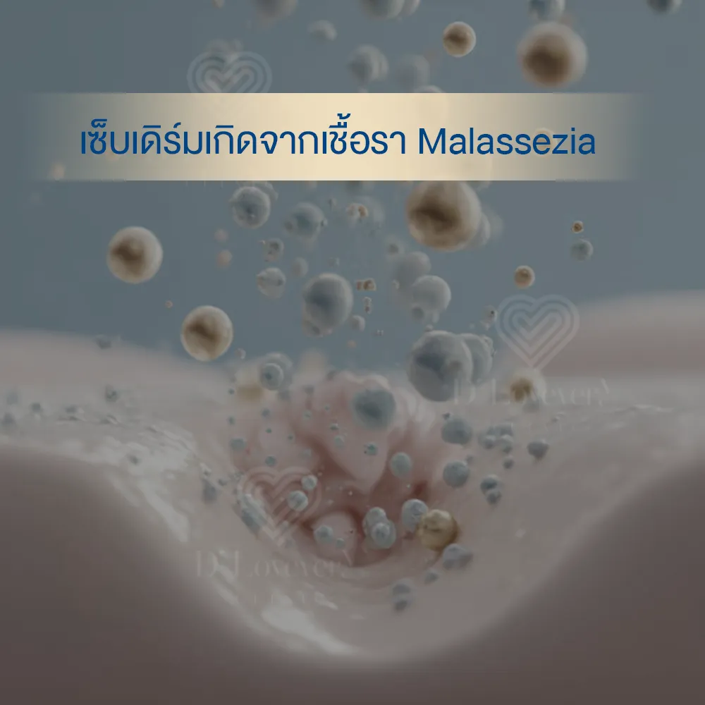 Malassezia fungus causing seborrheic dermatitis: skin pore releasing spores and flakes