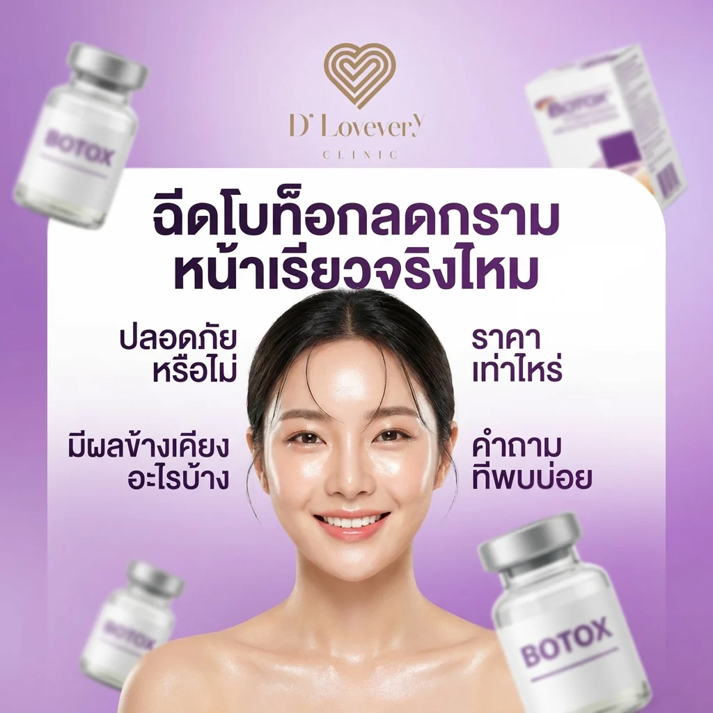 ฉีดโบท็อกลดกราม หน้าเรียวจริงไหม ปลอดภัยหรือไม่ ราคาเท่าไหร่ มีผลข้างเคียงอะไรบ้าง คำถามที่พบบ่อย