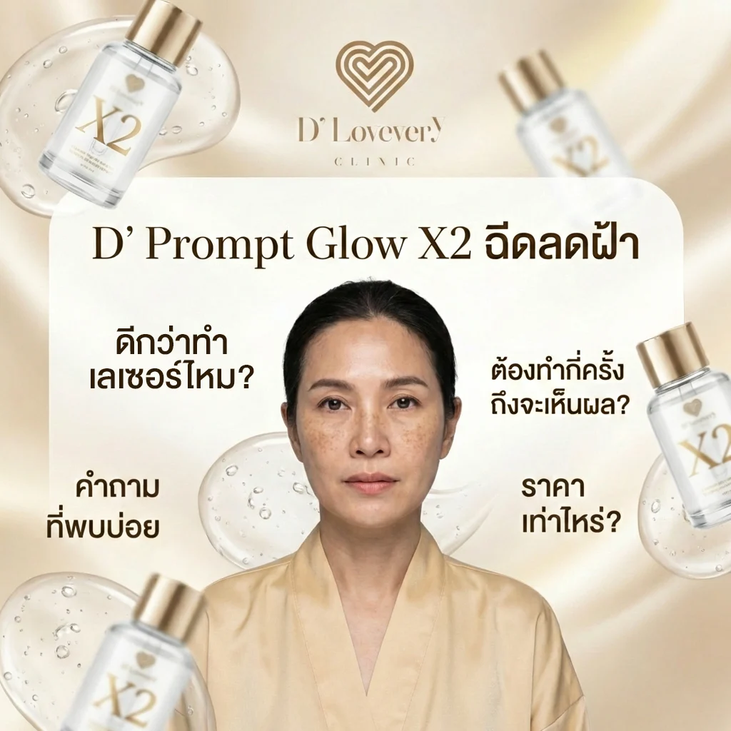 D’ Prompt Glow X2 ฉีดลดฝ้า ดีกว่าทำเลเซอร์ไหม ต้องทำกี่ครั้งถึงจะเห็นผล ราคาเท่าไหร่ คำถามที่พบบ่อย
